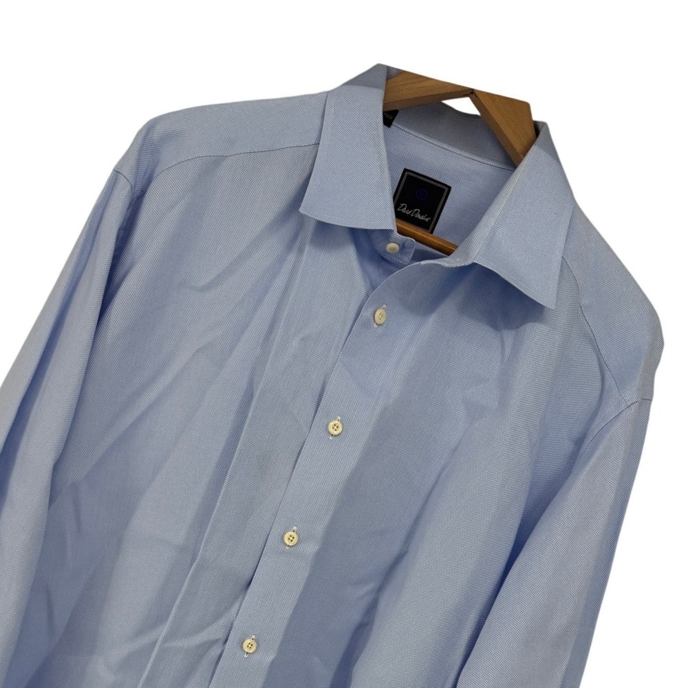 David Donahue Mens Dress Shirt Light Blue 100% Cotton 18.5 34/35 Old Money